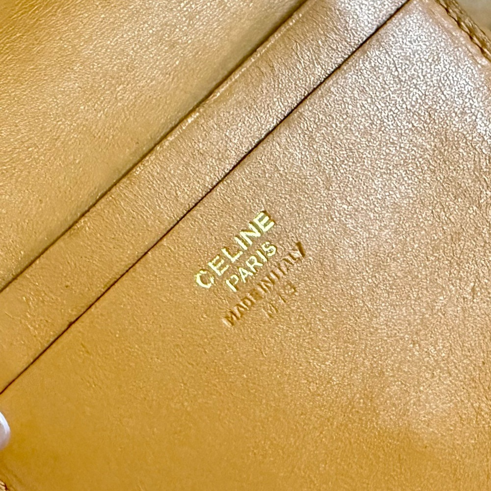 CELINE Vintage Brown Macadam Compact Folding Kiss-lock Bifold Wallet - Picture 8 of 11